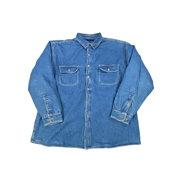 Levi Strauss & Co Shacket Mens 2XL Blue Denim Fleece Lined Workwear Button Up - Picture 1 of 11